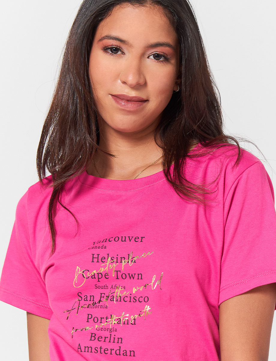 Camiseta Fucsia Estampada