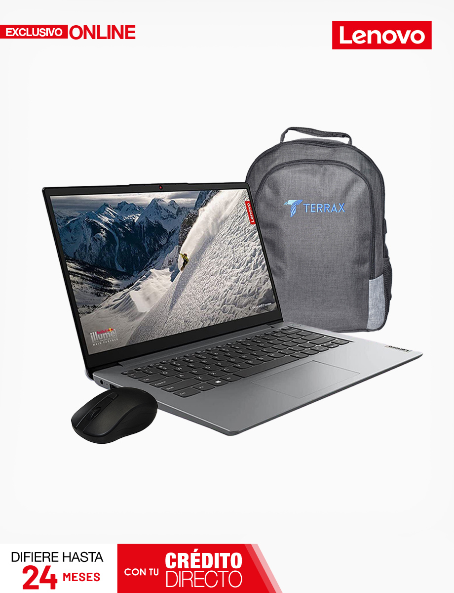 Laptop Lenovo Ideapad 1 128GB 14" + Mochila y Mouse