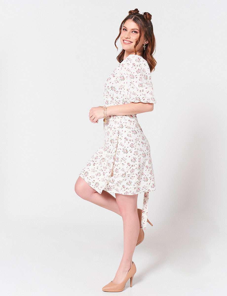 Vestido Flores Cruzado