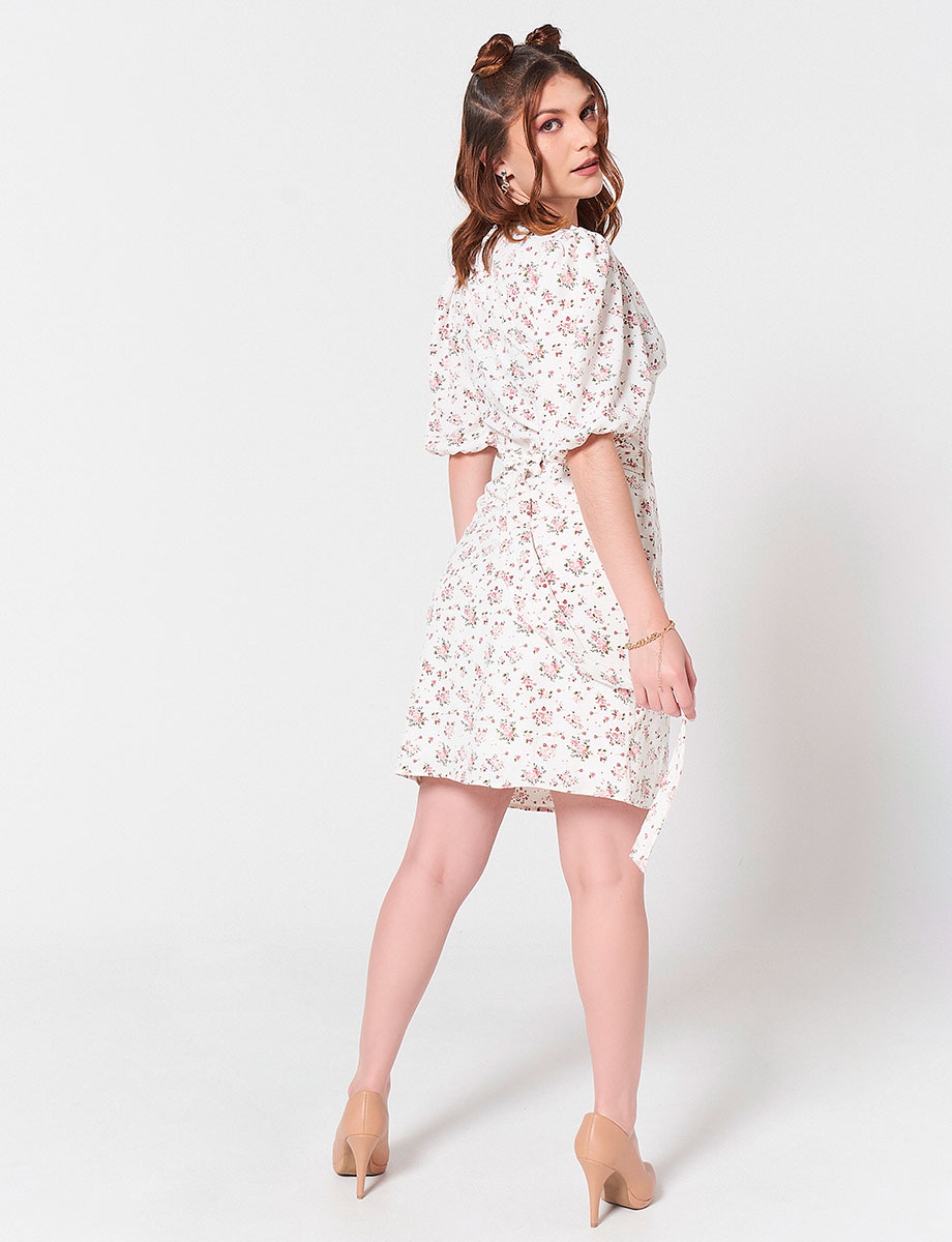 Vestido Flores Cruzado
