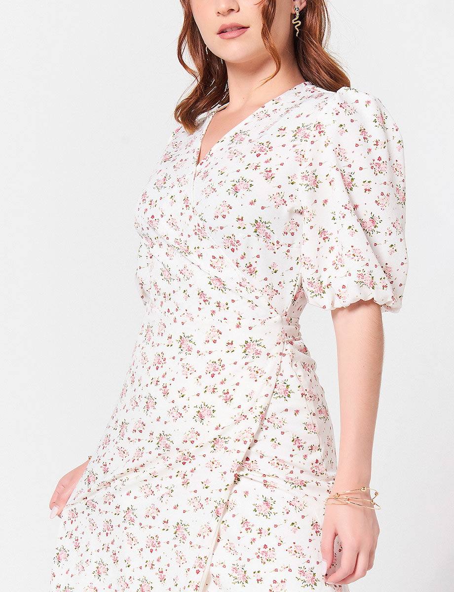Vestido Flores Cruzado