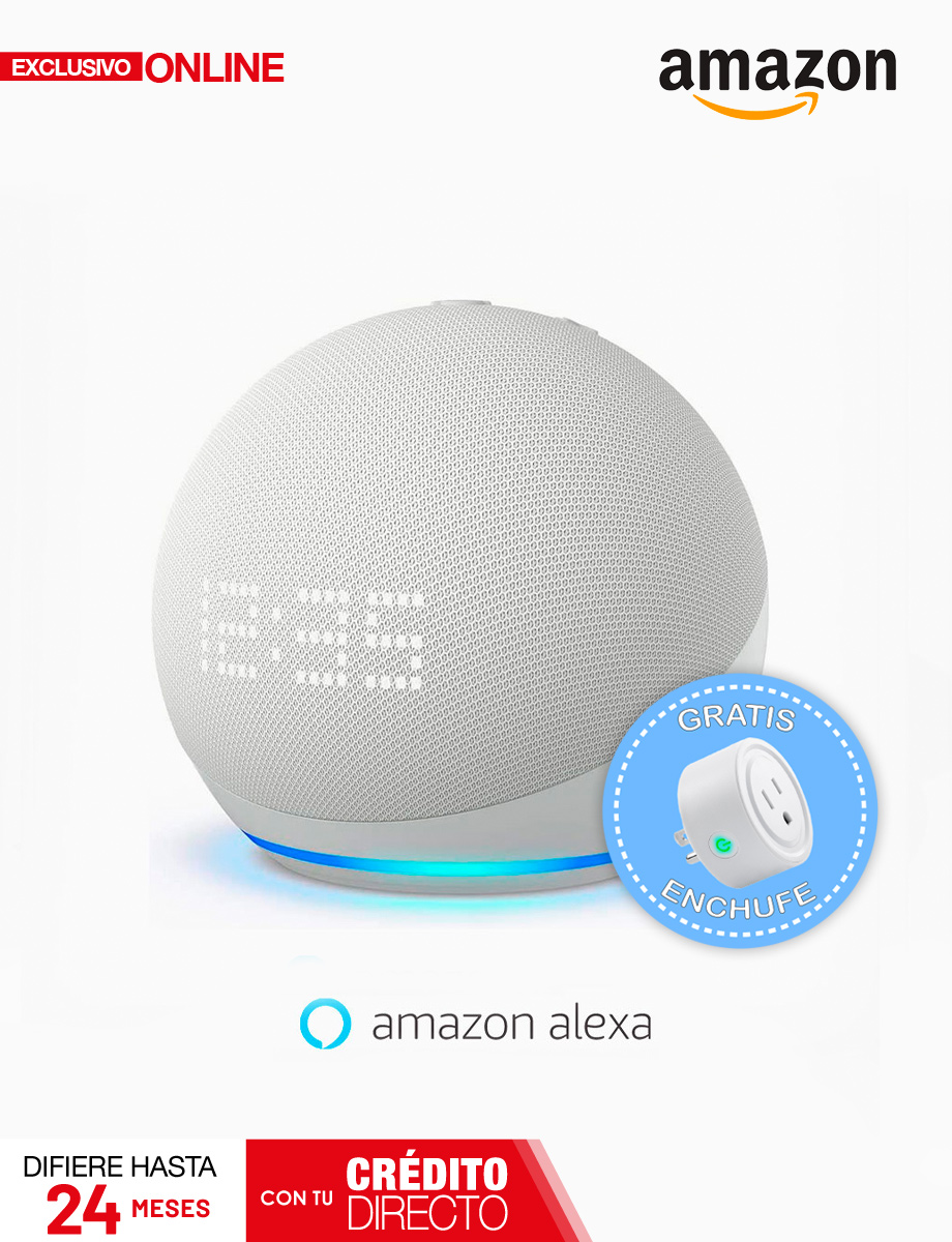 Parlante Inteligente Echo Dot 5ta Gen con Reloj Blanco | <em class="search-results-highlight">Amazon</em>