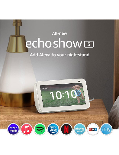 Pantalla Inteligente HD con Cámara Echo Show 5 Blanco | Amazon