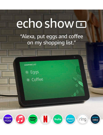 Pantalla Inteligente HD con Cámara Echo Show 8 Negro | <em class="search-results-highlight">Amazon Alexa</em>