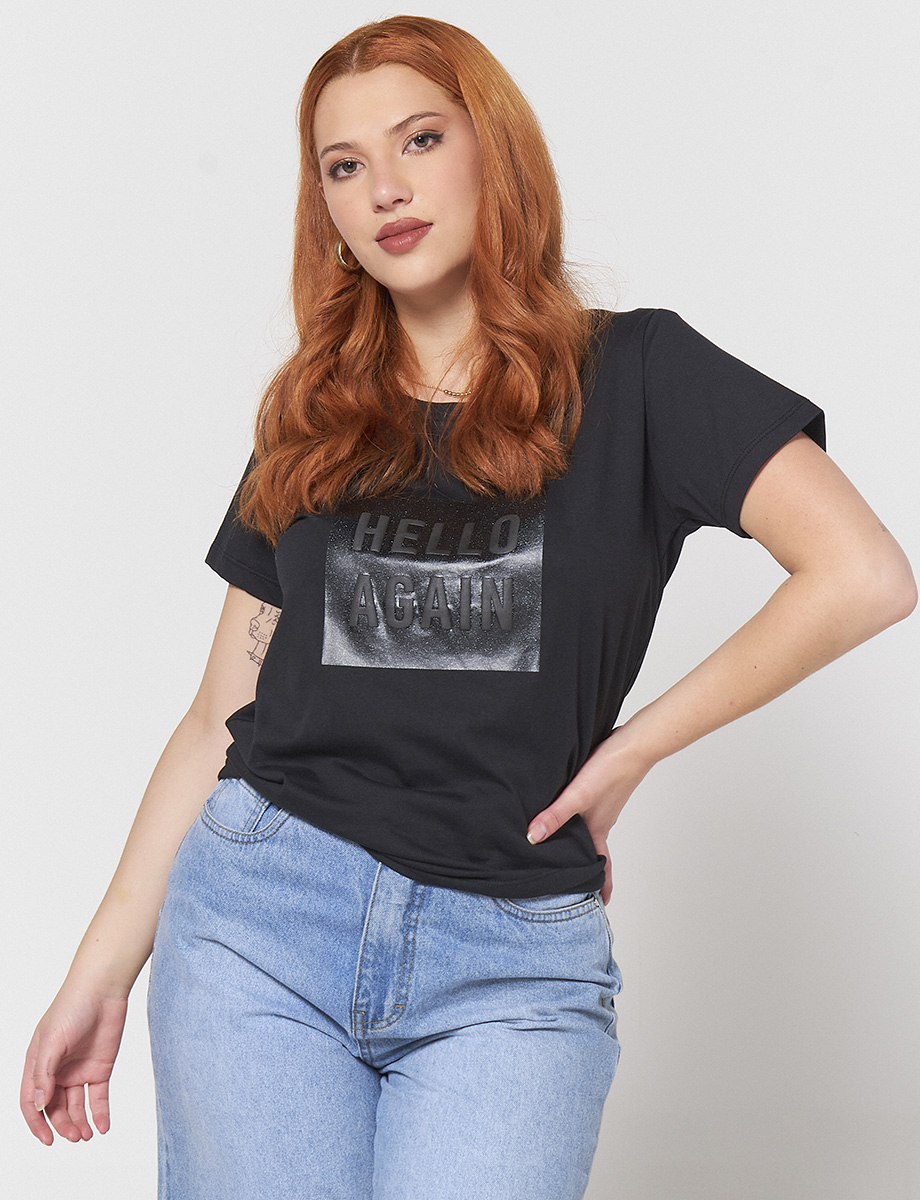 Camiseta Hello Negro