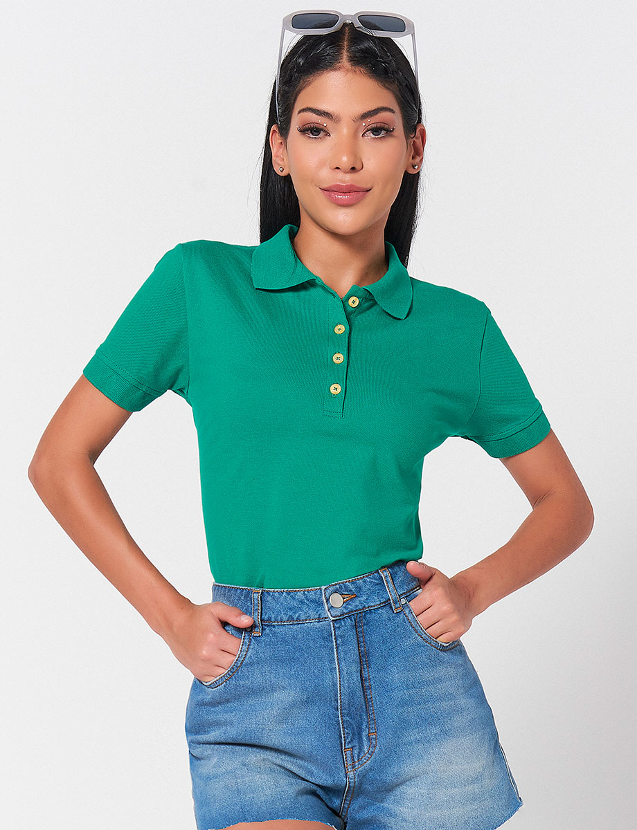 Polo Verde con Botones