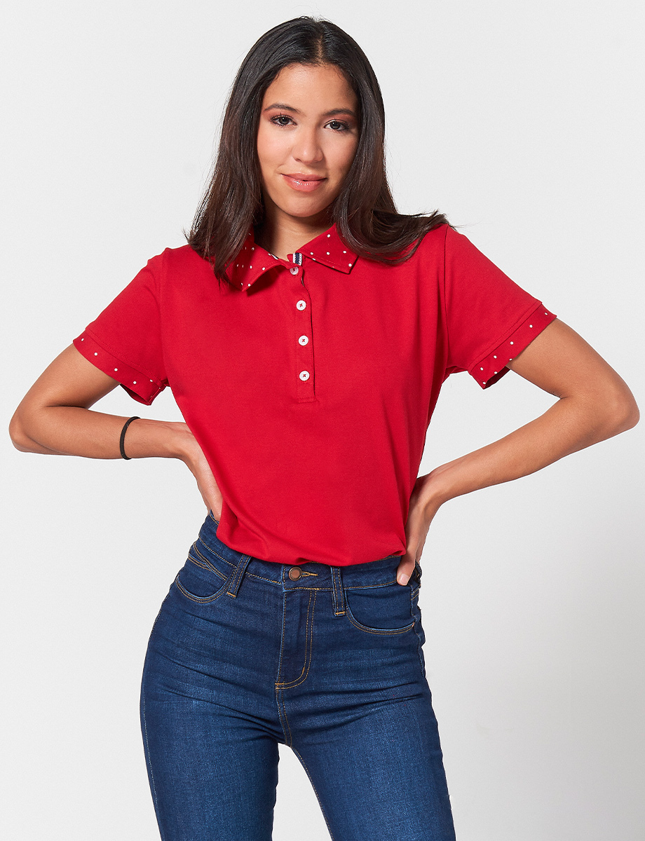 Polo Rojo Combinado