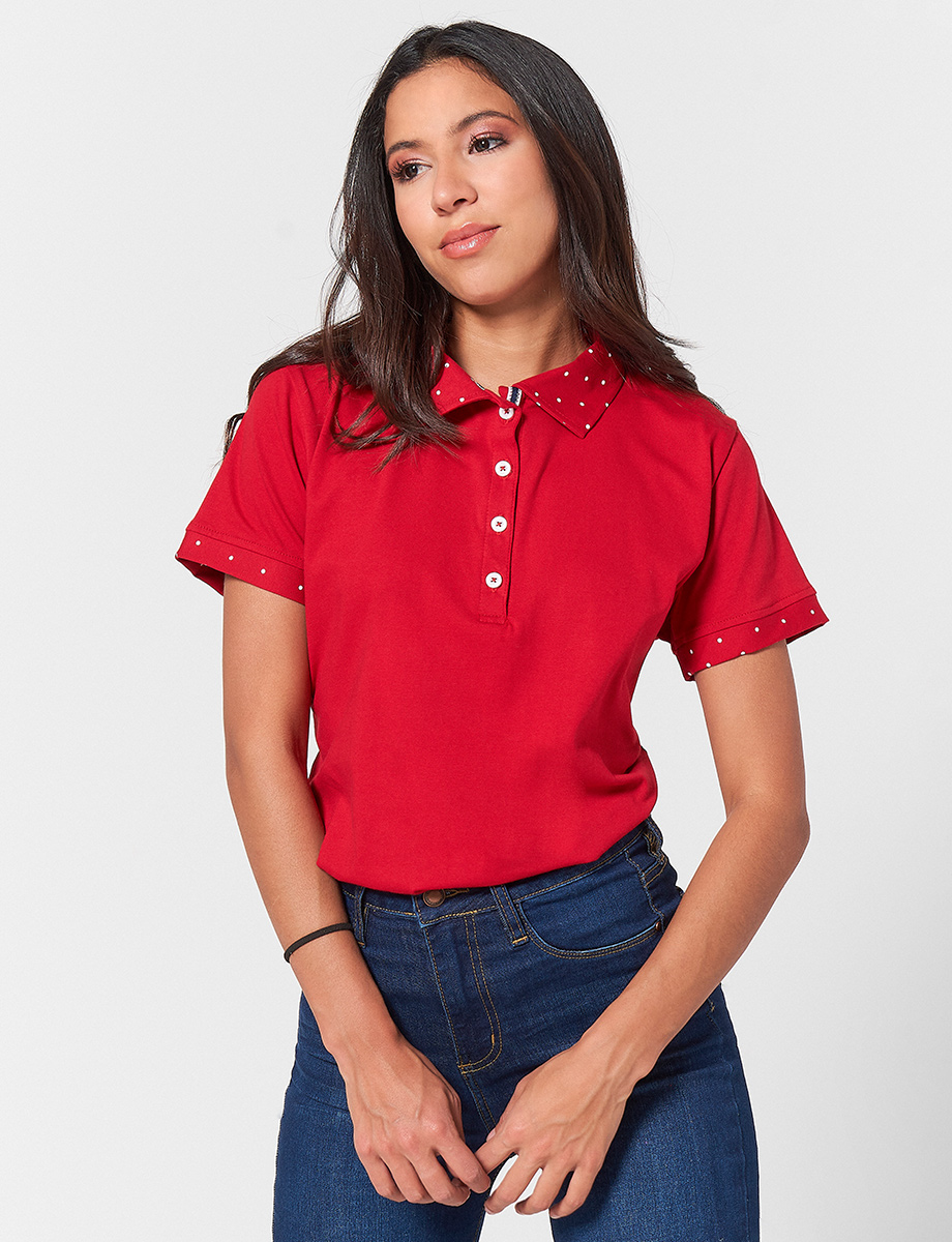 Polo Rojo Combinado