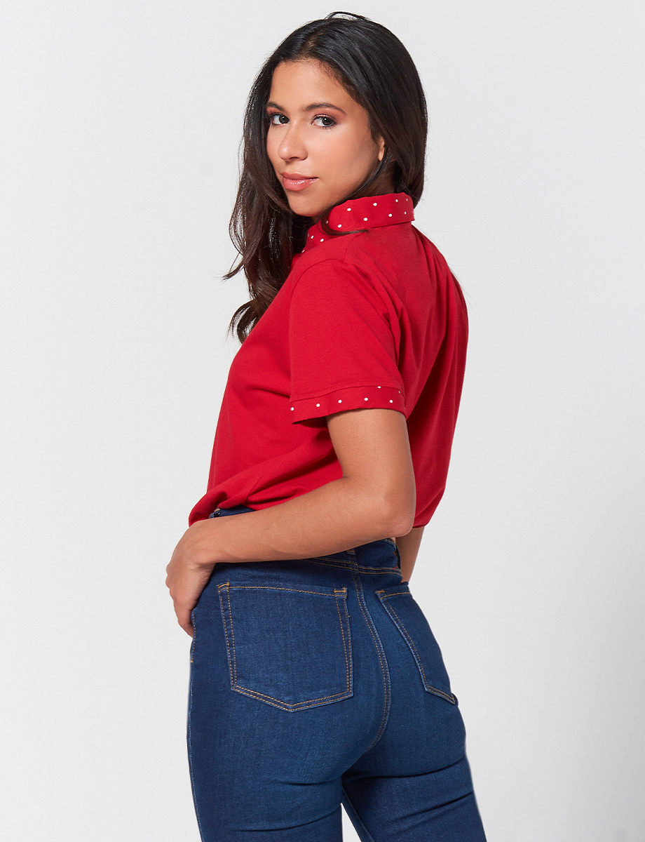 Polo Rojo Combinado