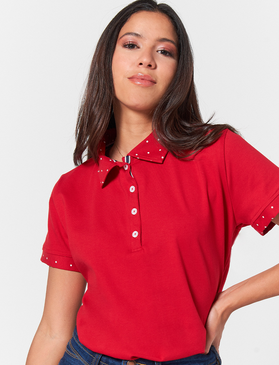 Polo Rojo Combinado