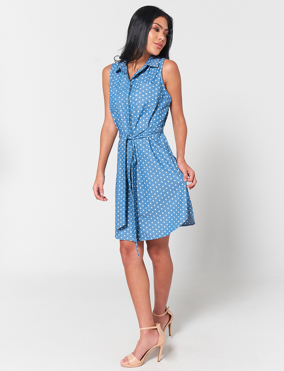 Vestido Azul con Lunares