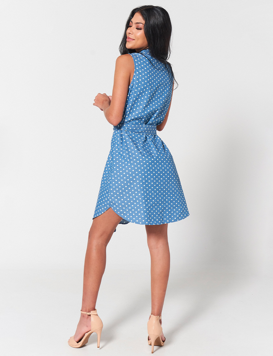 Vestido Azul con Lunares