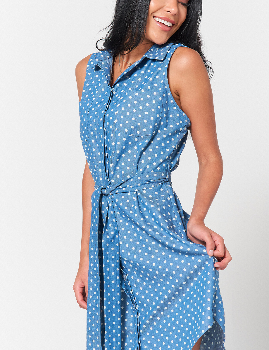 Vestido Azul con Lunares