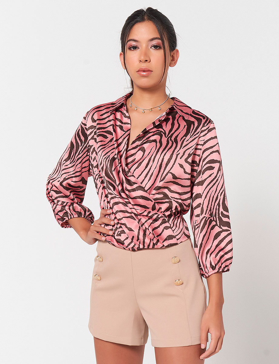 Blusa Animal Print Rosado