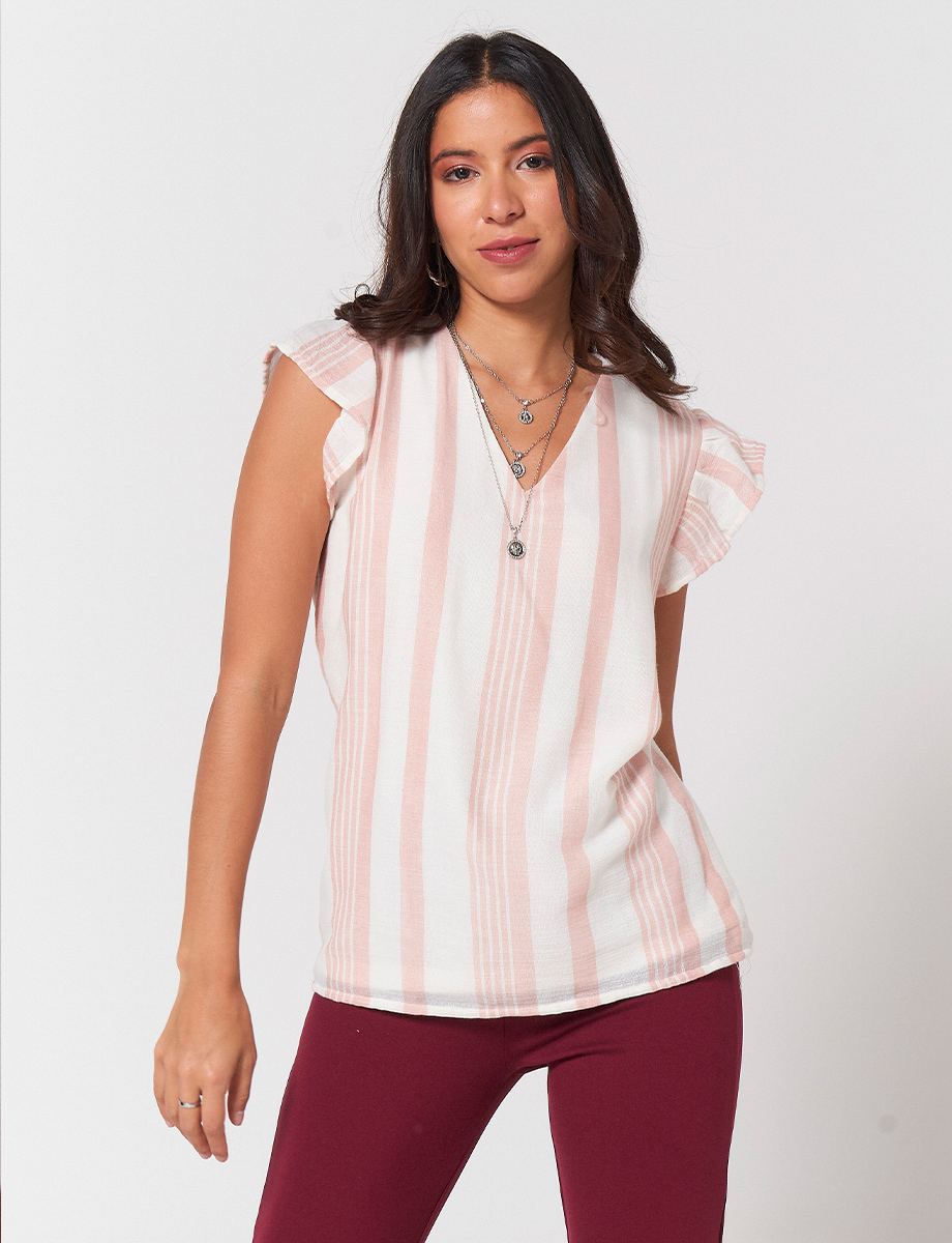 Top a Rayas Blanco/Rosado