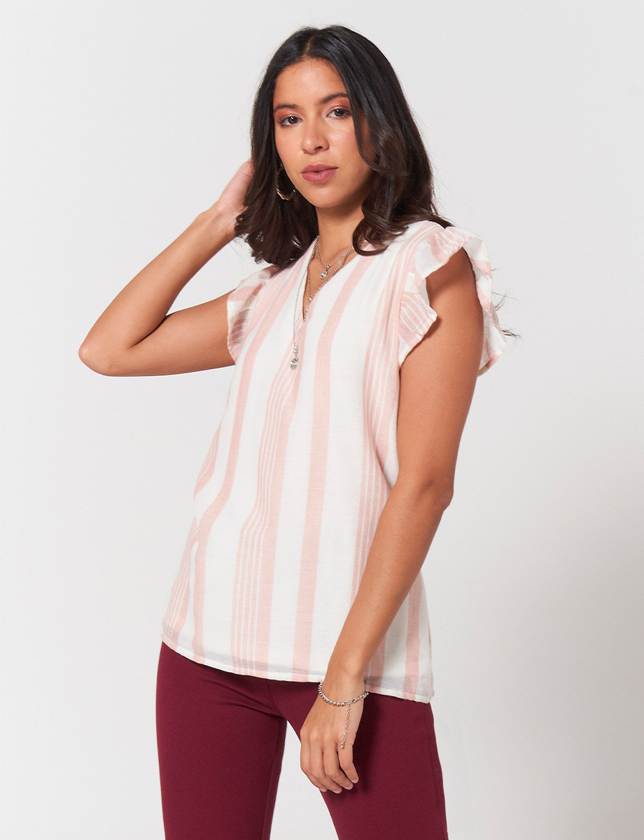 Top a Rayas Blanco/Rosado