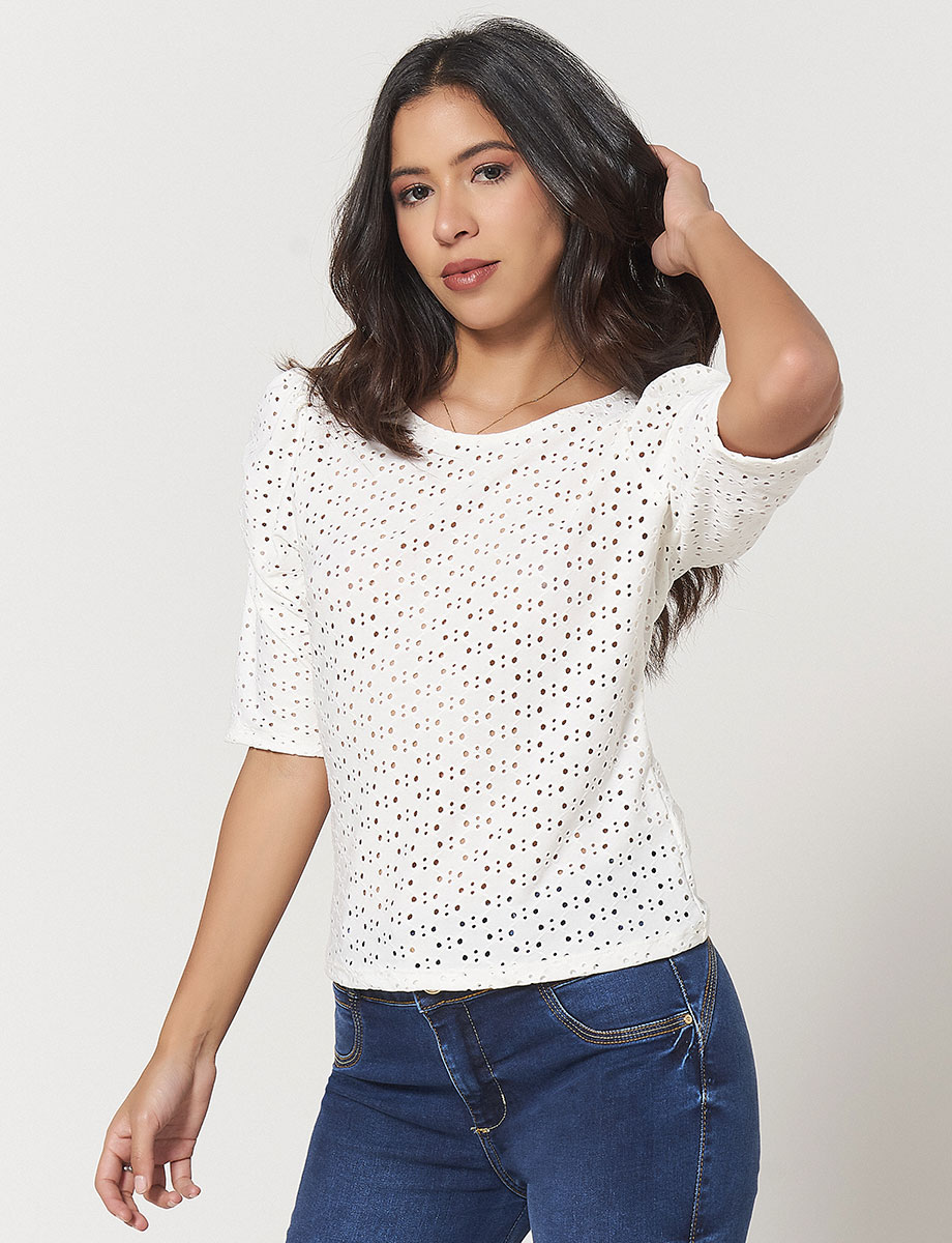 Blusa Troquelada Blanca