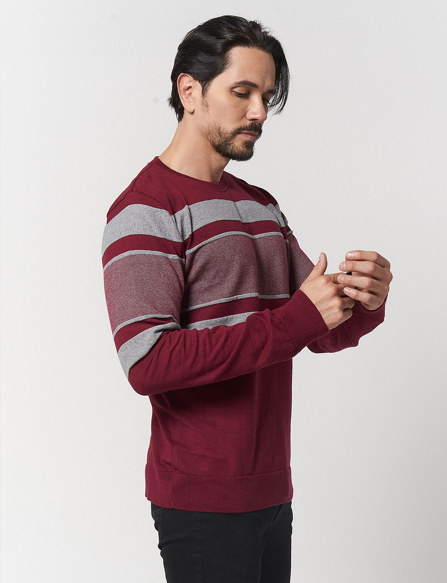Sweater Bloque Color Vino