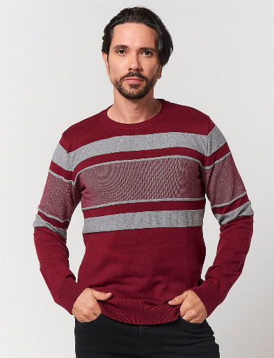 Sweater Bloque Color Vino