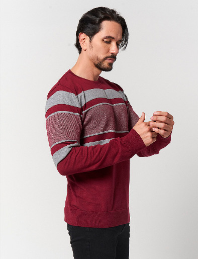 Sweater Bloque Color Vino