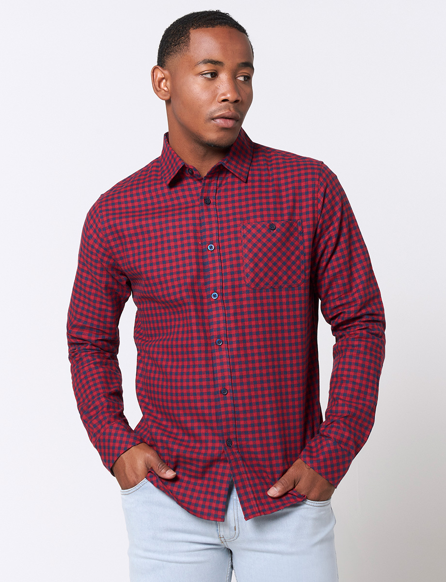 Camisa a Cuadros Rojo/Azul Marino