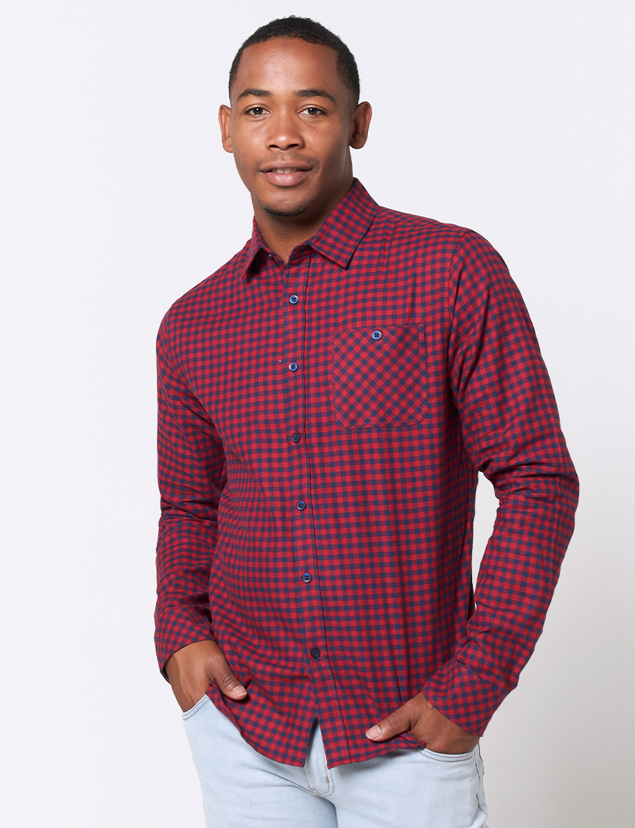 Camisa a Cuadros Rojo/Azul Marino