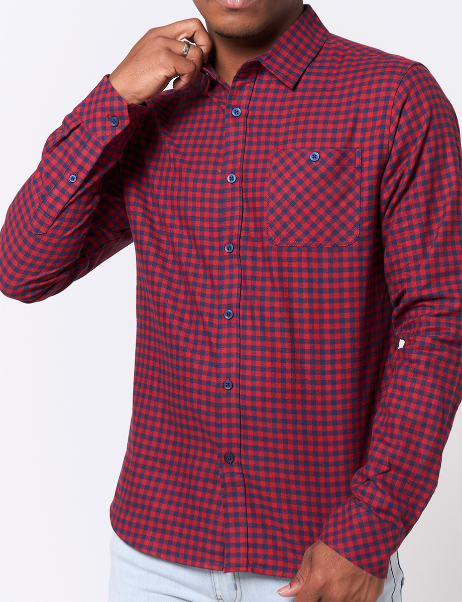 Camisa a Cuadros Rojo/Azul Marino