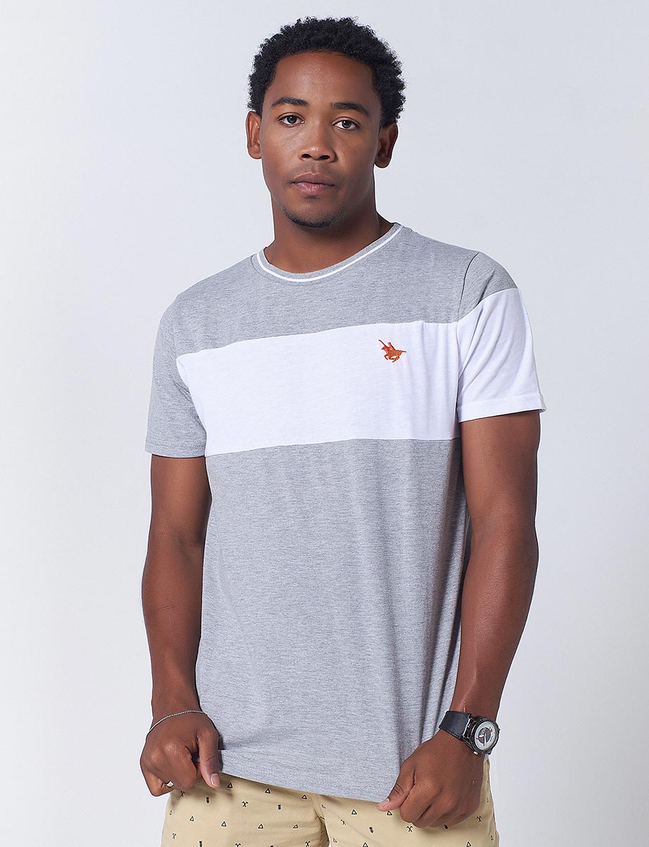 Camiseta Bloque de Color Jaspeado claro