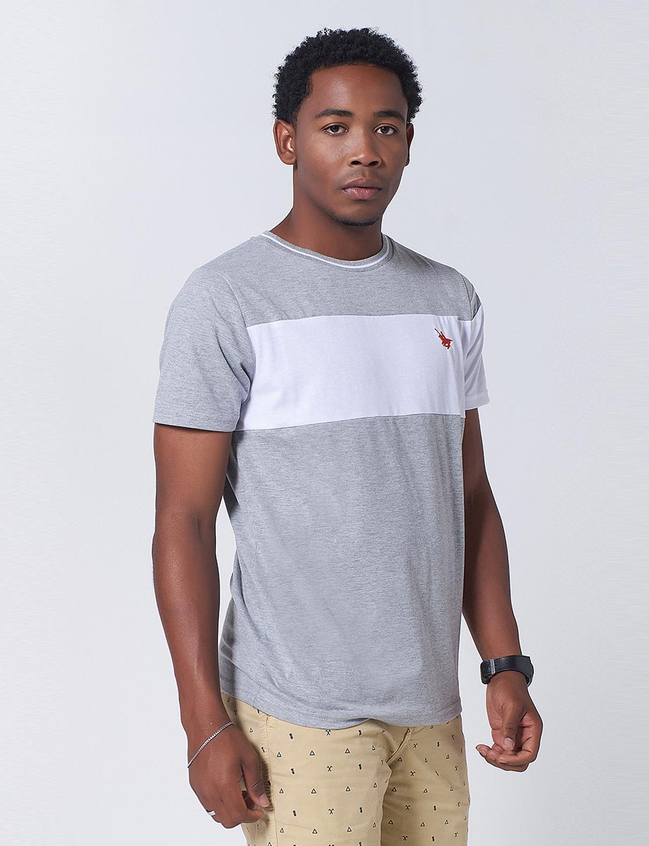 Camiseta Bloque de Color Jaspeado claro