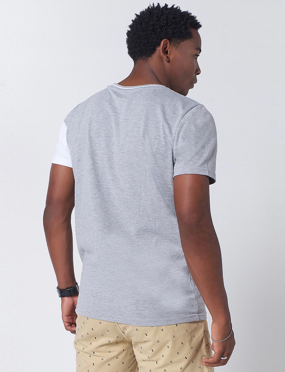 Camiseta Bloque de Color Jaspeado claro