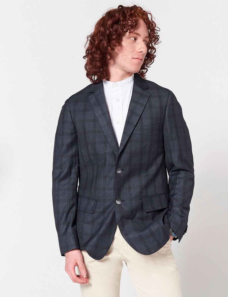 Blazer a Cuadros Gris