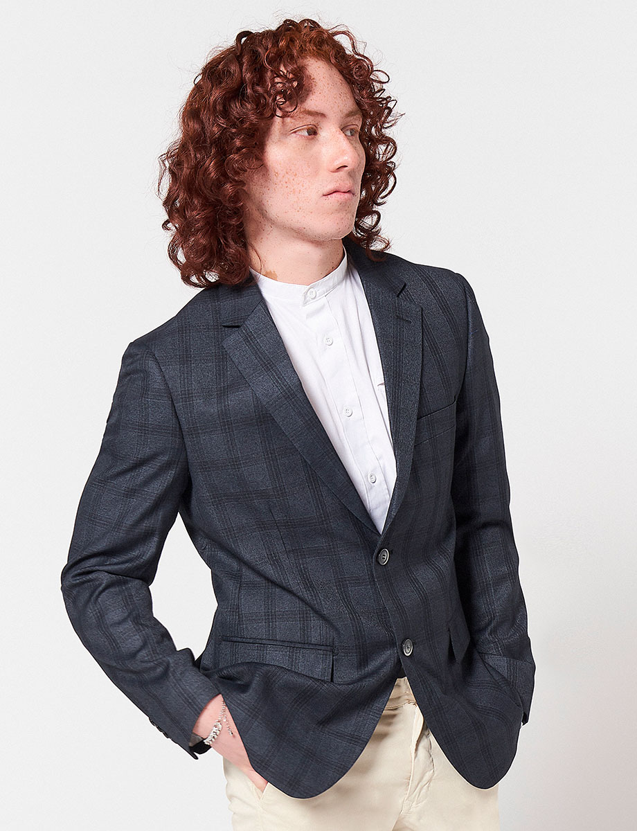 Blazer a Cuadros Gris