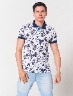 Camiseta Polo Hojas Blanco/Azul