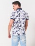 Camiseta Polo Hojas Blanco/Azul