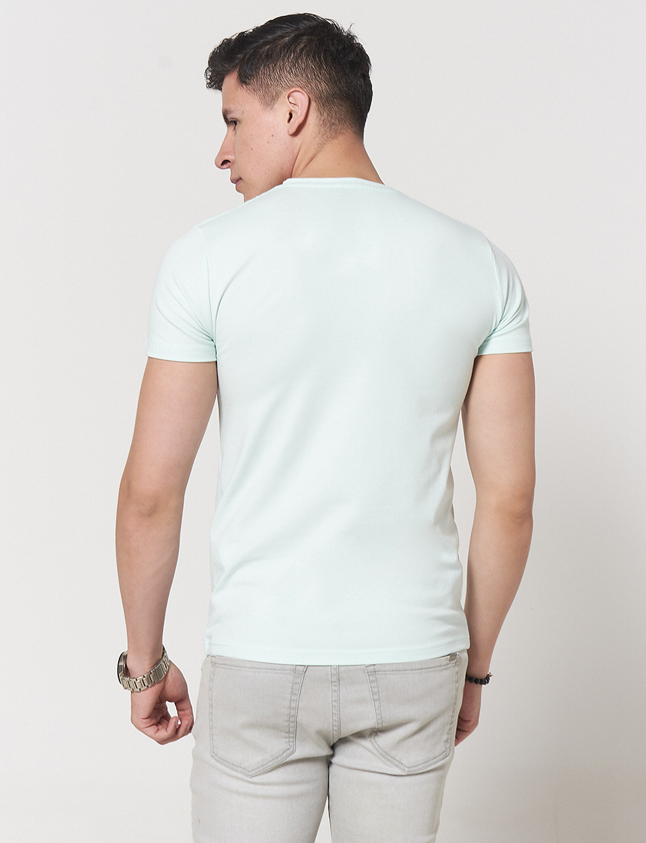 Camiseta Strech en V Verde Agua