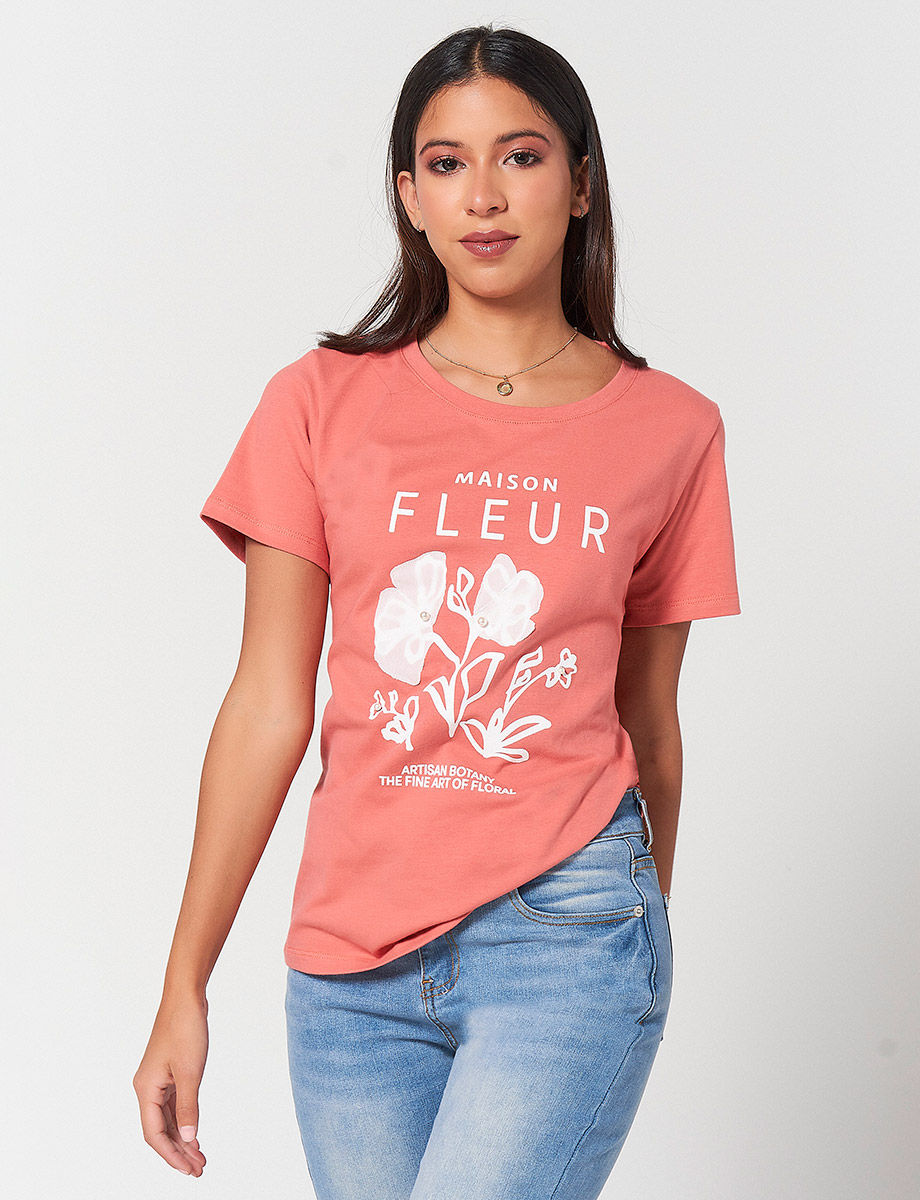 Camiseta Maison Fleur Fresa