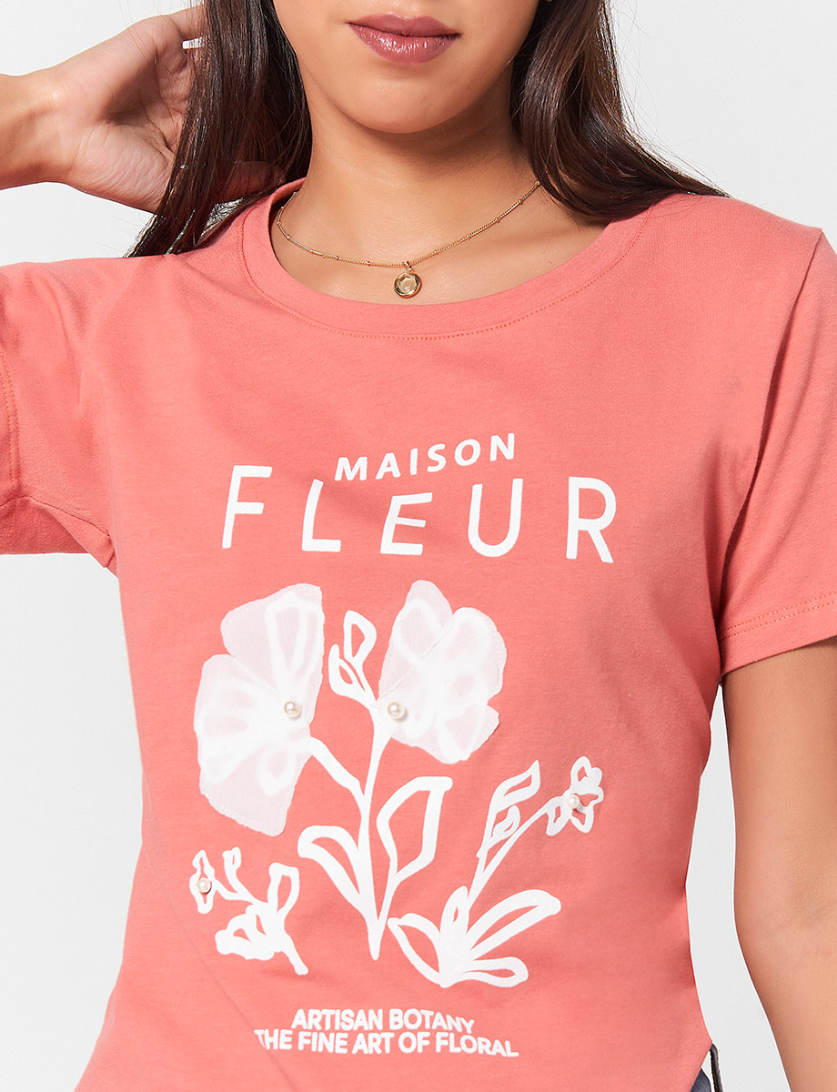 Camiseta Maison Fleur Fresa