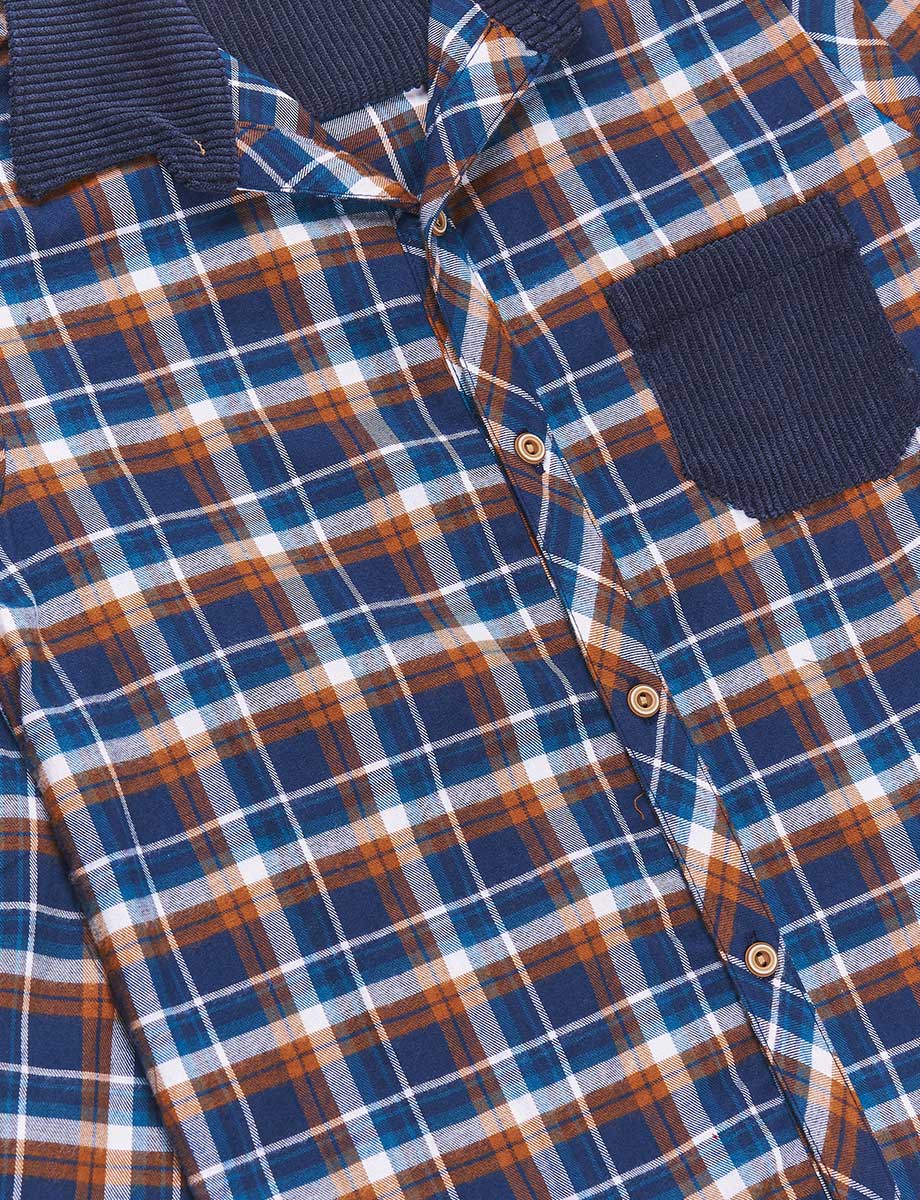 Camisa Franela con Bolsillo Azul