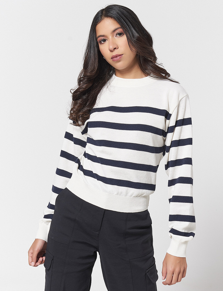 Sweater a Rayas Blanco/Azul