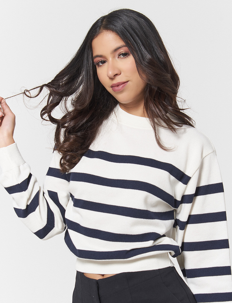 Sweater a Rayas Blanco/Azul