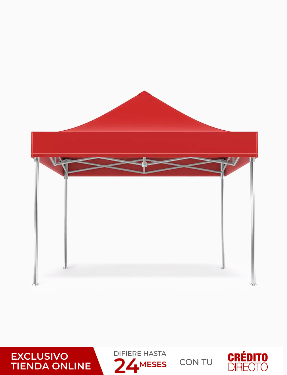 Carpa Cubierta de 300x300cm con Estructura Metálica Roja