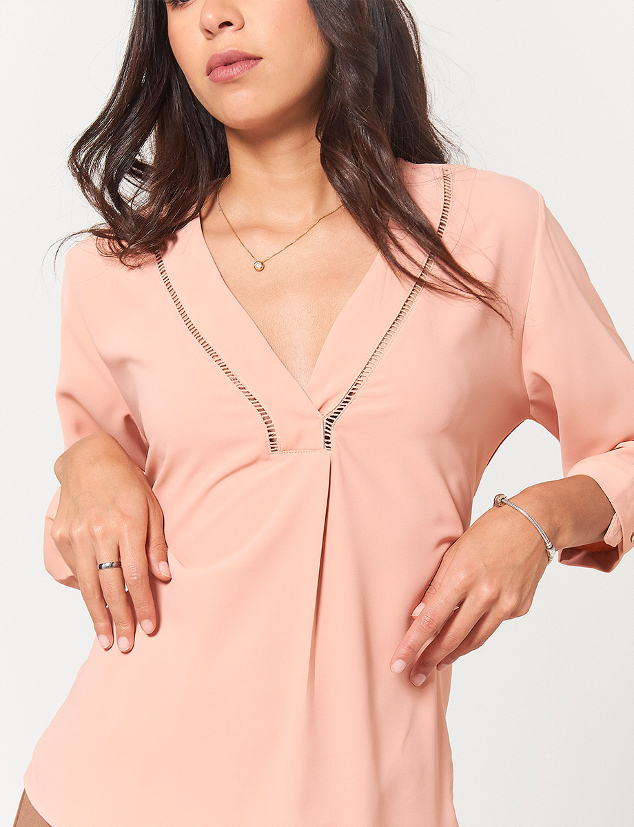Blusa Salmón Manga 3/4