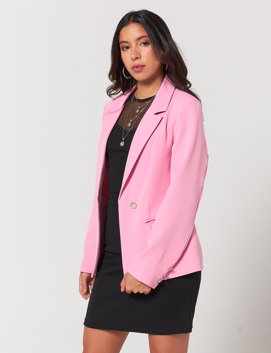 Blazer Botones Rosado