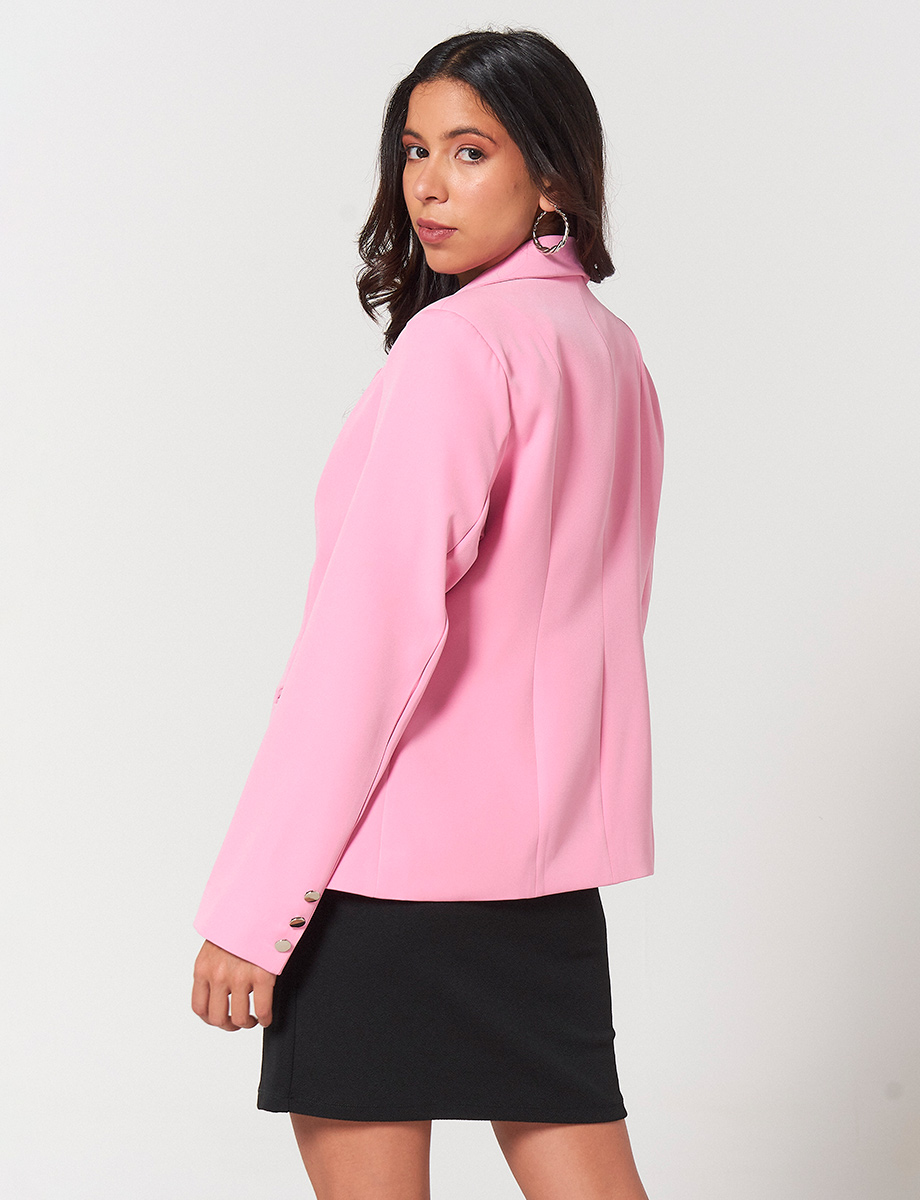 Blazer Botones Rosado