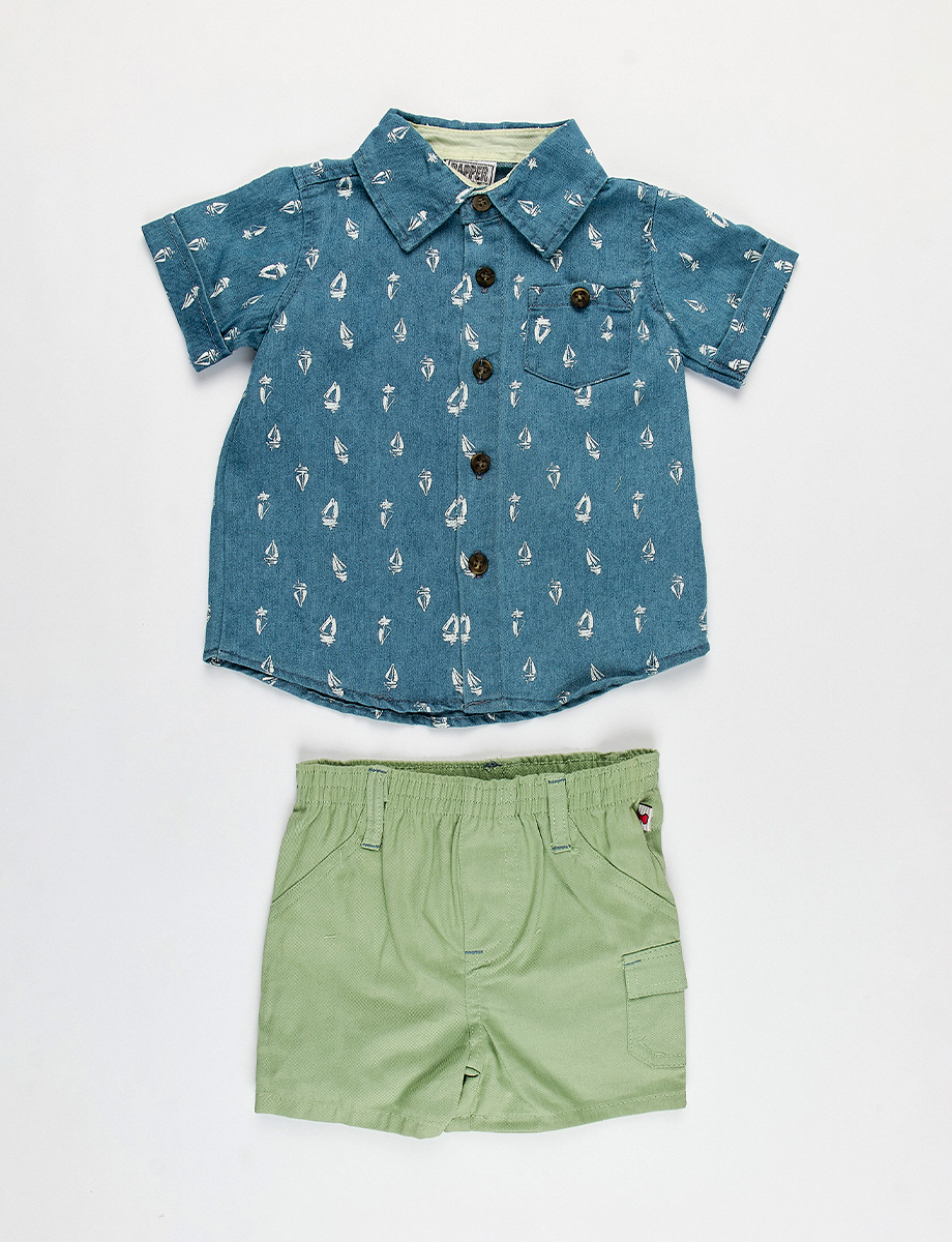 Conjunto Camisa + Short Celeste