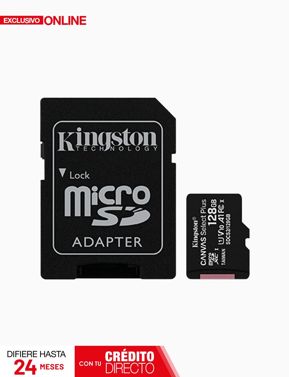 Micro SD con Adaptador 128GB Negro | Kingston