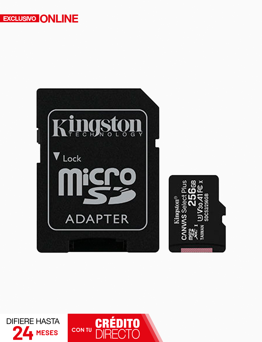 Micro SD con Adaptador 256GB Negro | Kingston