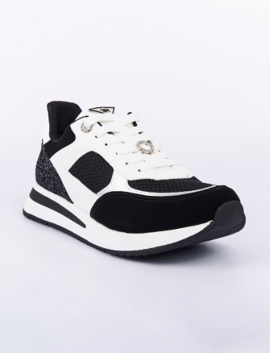 Sneakers con Cordones Blanco/Negro