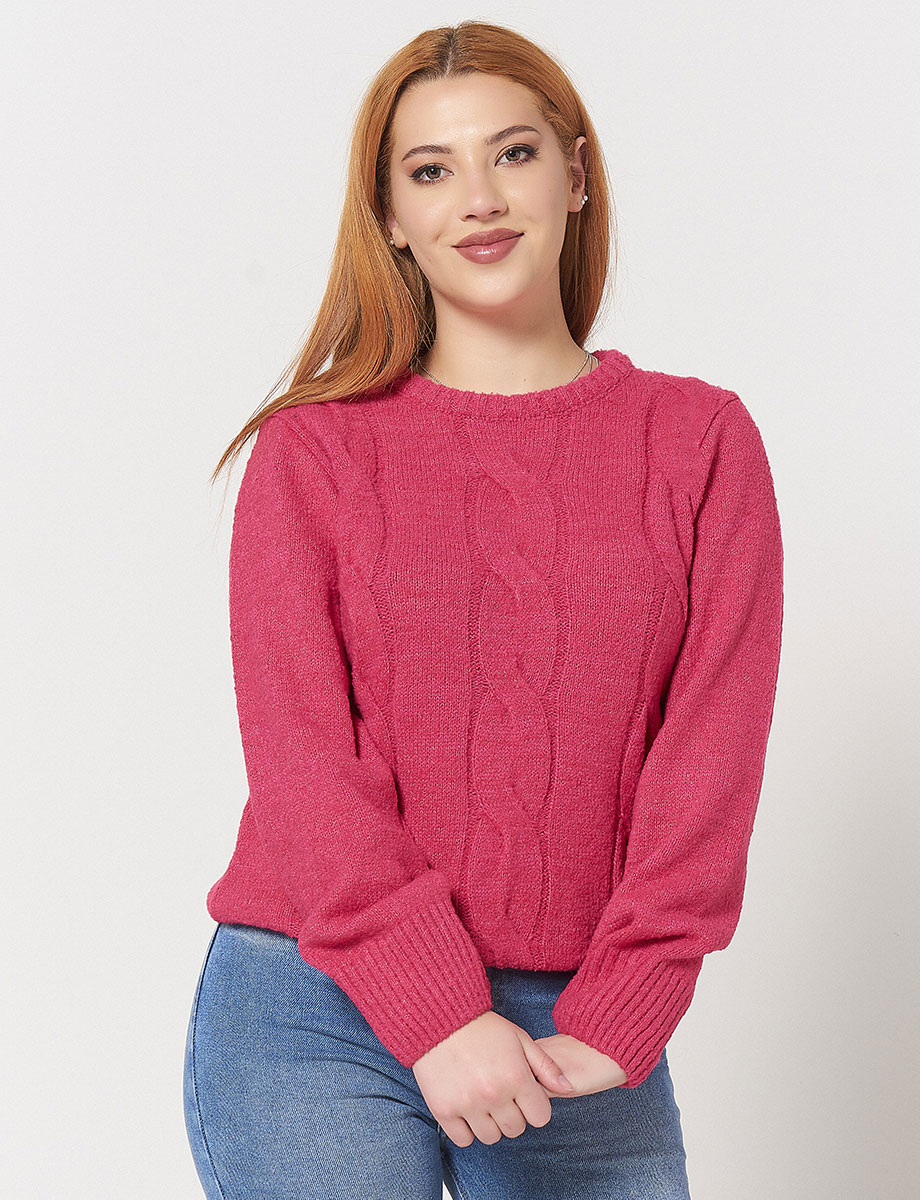 Sweater Trenzado Fucsia