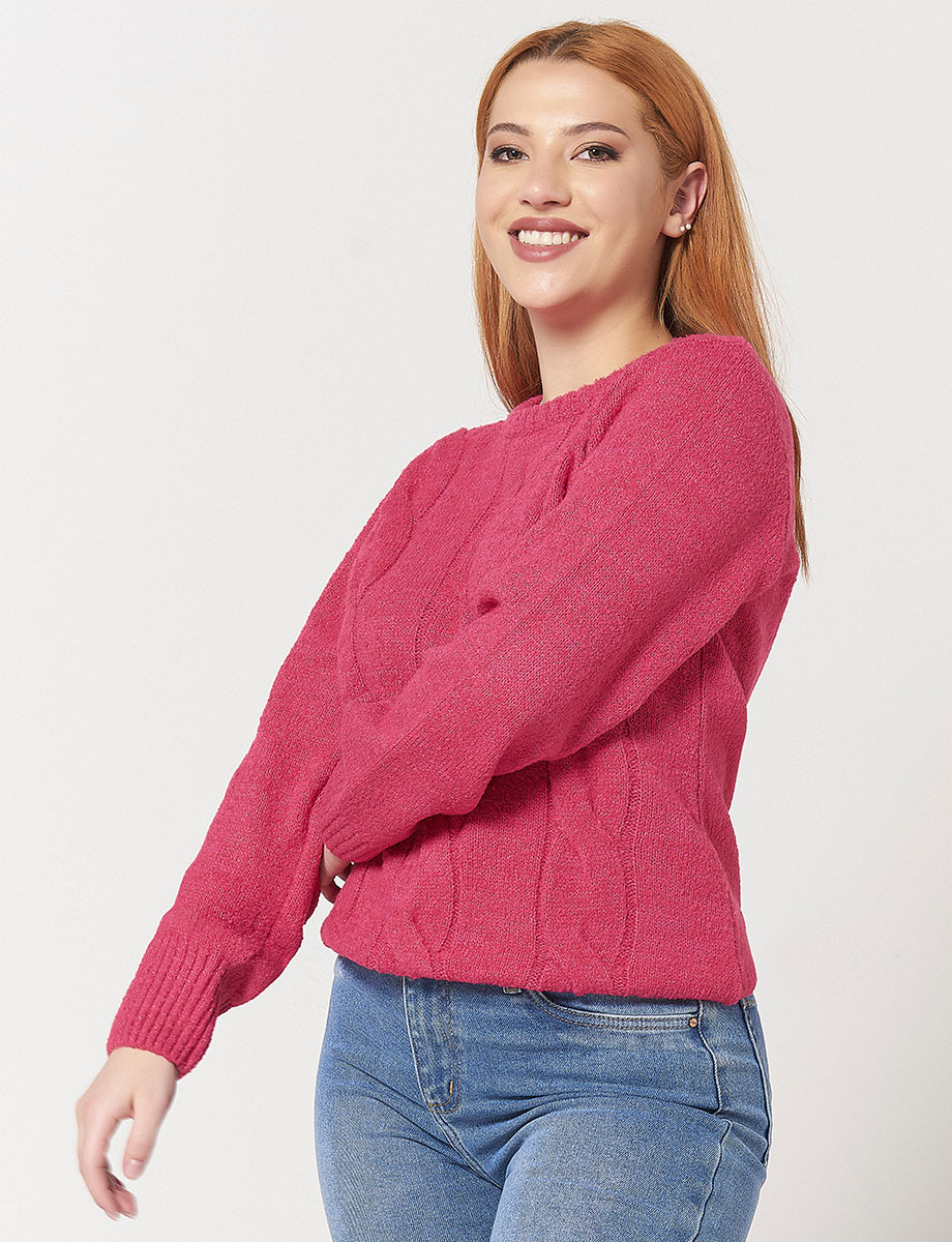 Sweater Trenzado Fucsia